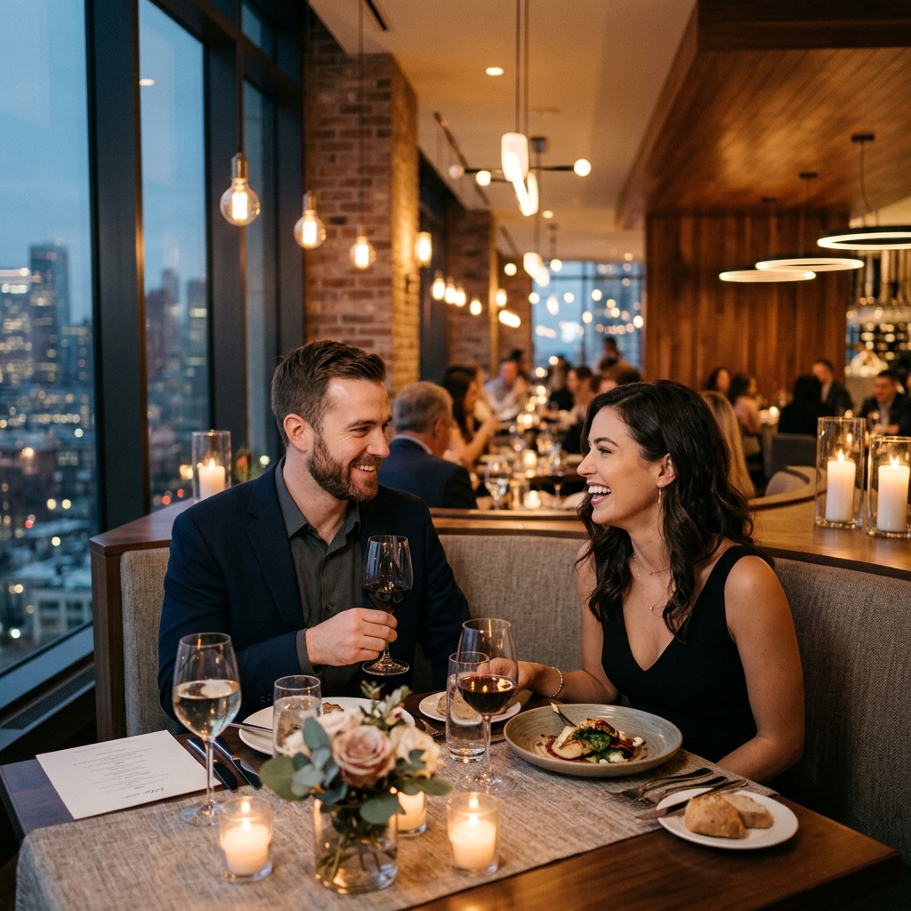 Couple dining at restaurant